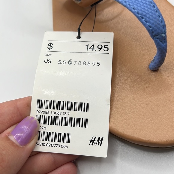 NWT H&M Sandals Thongs Shoes Blue Womens Size 6 37 - Picture 13 of 13